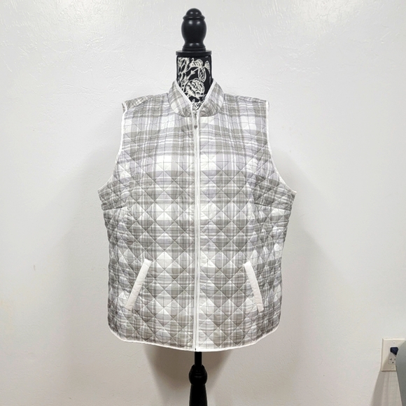 #227 Karen Scott good morning plaid puffer vest size XXL - Picture 1 of 9